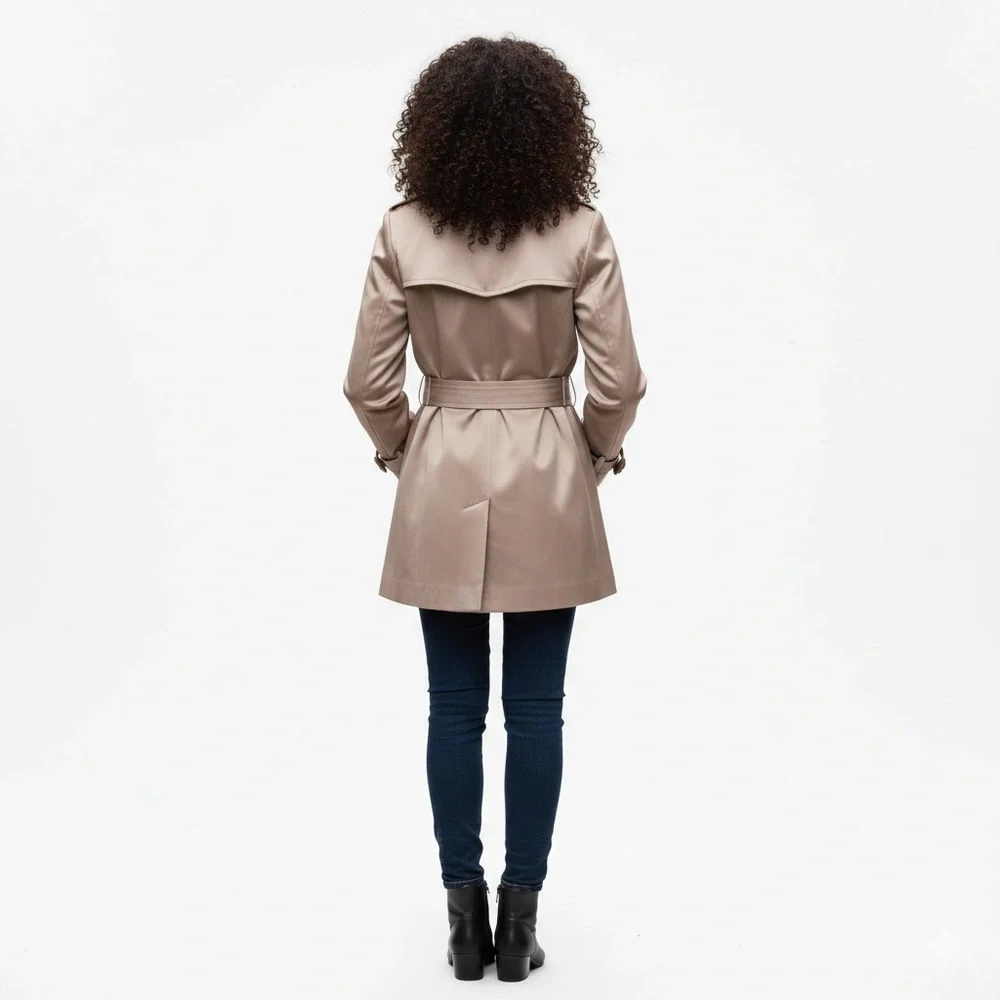 BURTON BY LONDON TAN  DOUBLE BREAST MID LENGHT TRENCH SIZE 40 - Picture 3 of 12